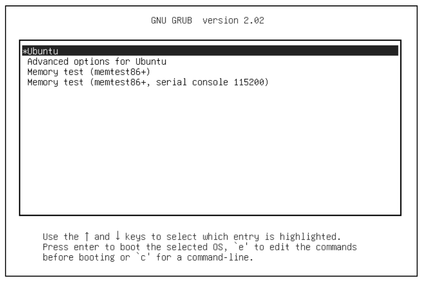 Figure 5-1: GRUB menu